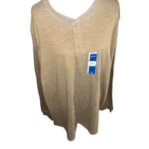 Men’s Beige Henley Top